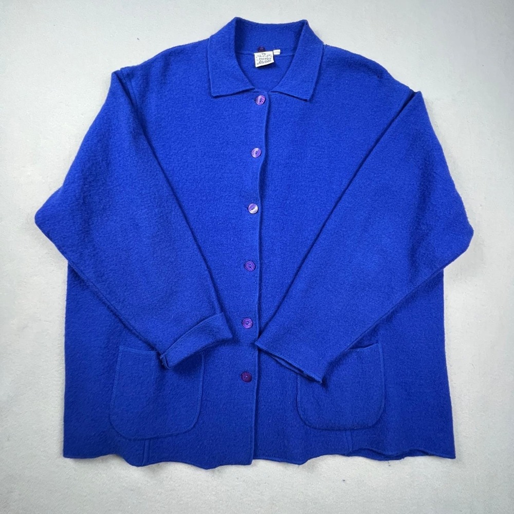 VTG Parsley & Sage Jacket Womens XL Blue Boiled Wool Lagenlook Artsy